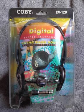 Vtg Coby CV-120 Stereo Headphones Extra Bass in Package